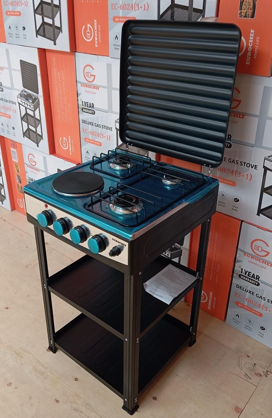 Eurochef EC-6024 3gas +1electric Deluxe Gas Stove standing cooker
