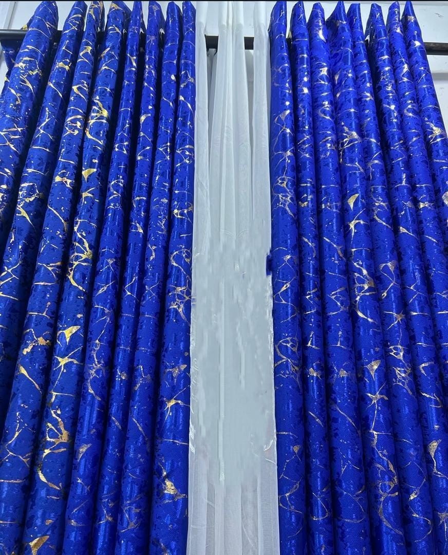 3 pc Marble & velvet curtains